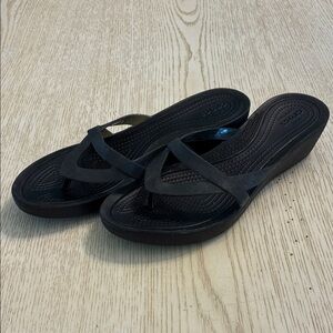 Women’s Crocs Isabella Wedge Flip Flop Sandals (Black)